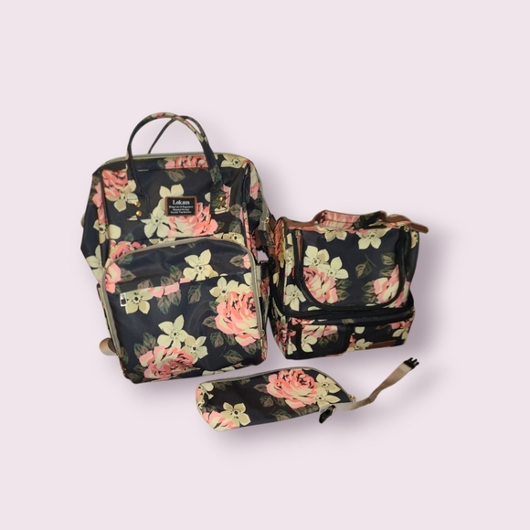 Lokass set of diaper bag backpack, mini bag, and lunch bag - Picture 2 of 14